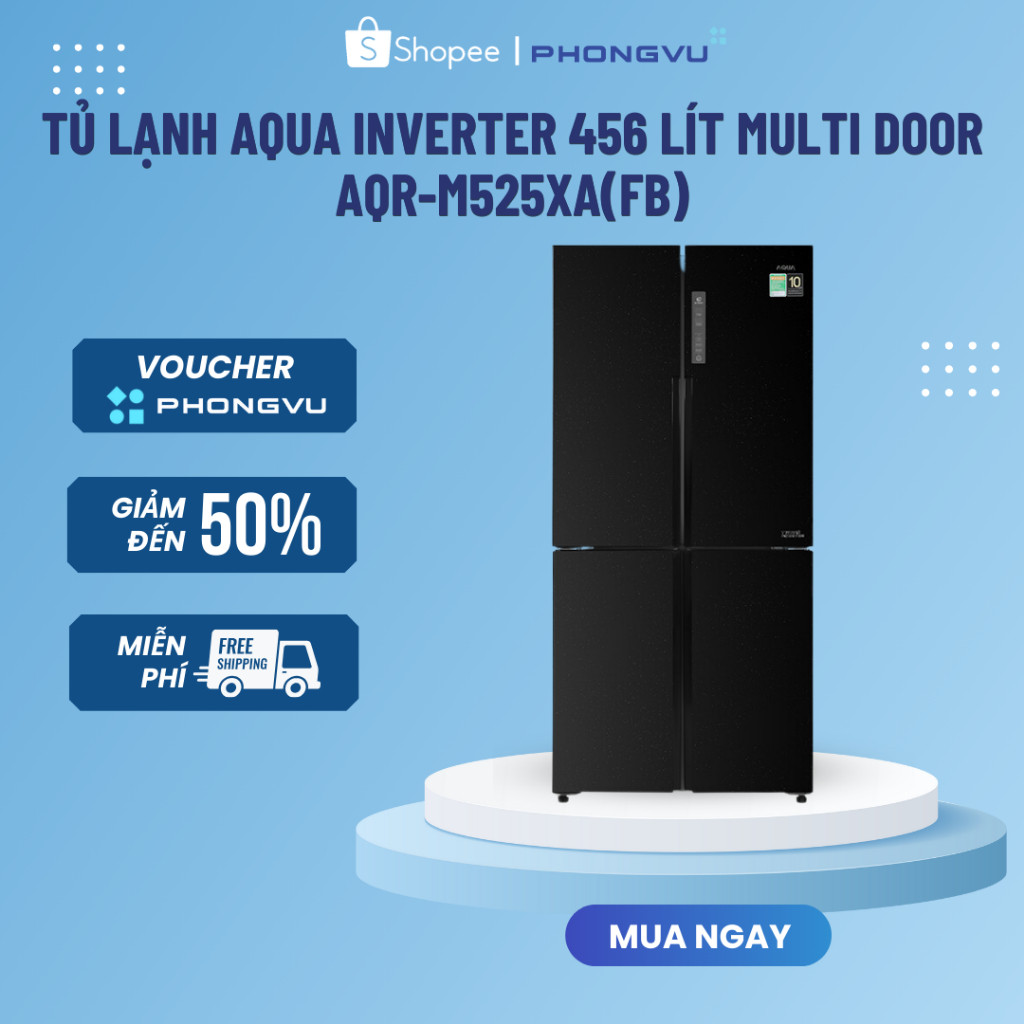 Tủ lạnh Aqua Inverter 456 lít AQR-M525XA(FB) (Đen) - Bảo hành 24 tháng