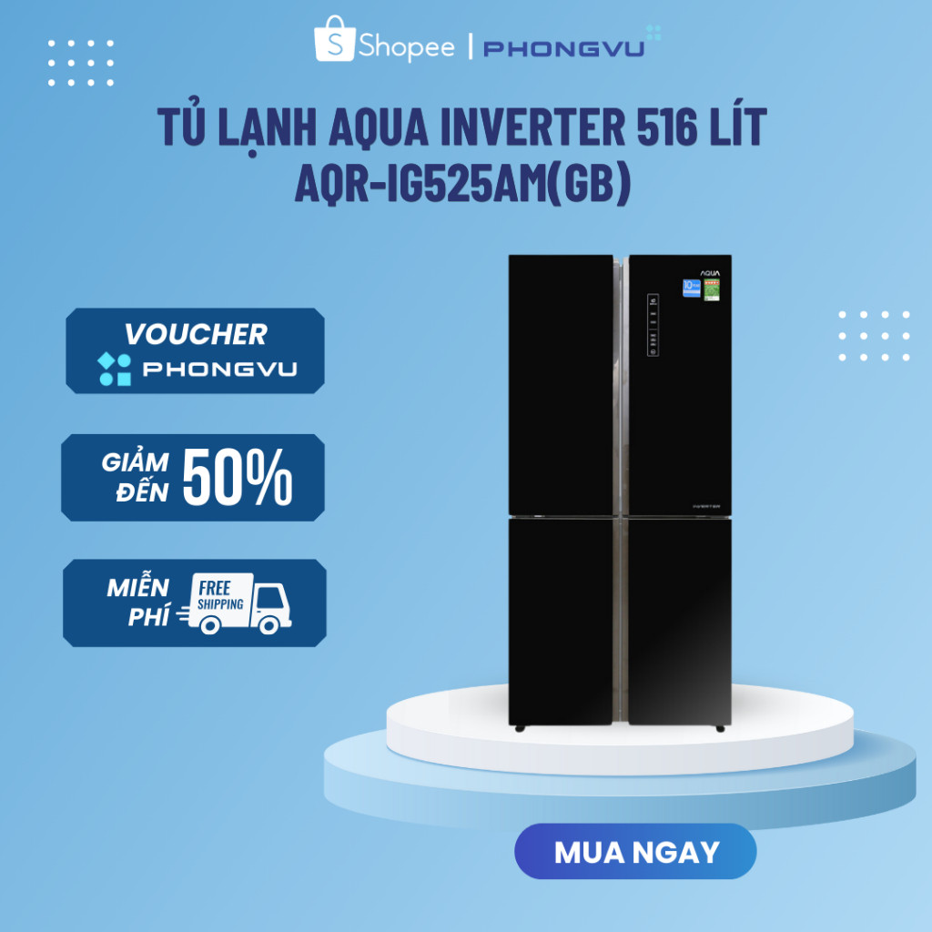 Tủ lạnh Aqua Inverter 516 lít AQR-IG525AM(GB) - Bảo hành 24 tháng