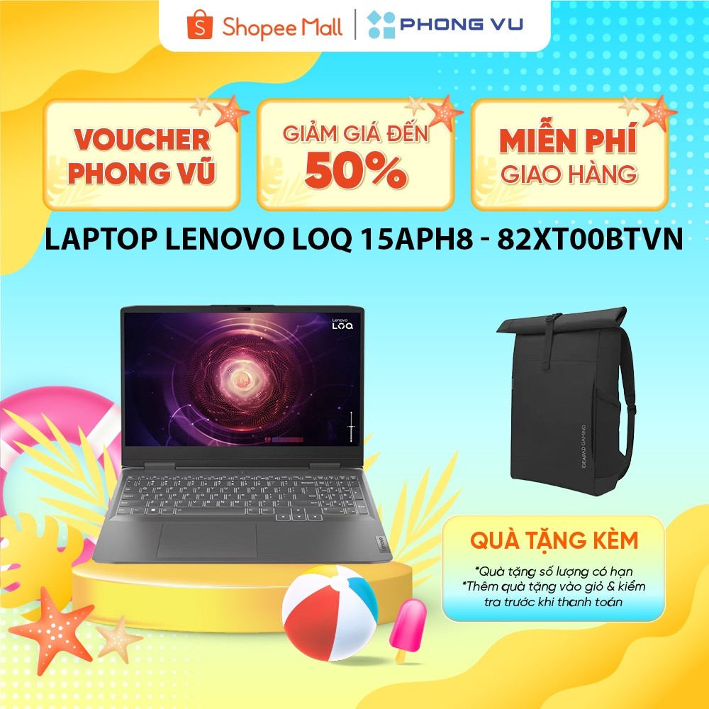 Máy tính xách tay/ Laptop Lenovo LOQ 15APH8 - 82XT00BTVN (AMD Ryzen 5-7640HS) (Xám) - Bảo hành 24 th
