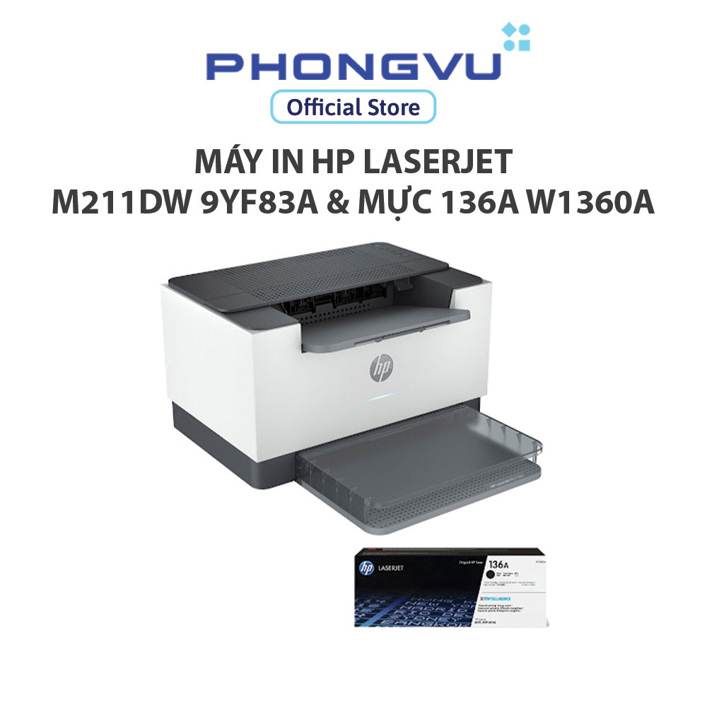 [Mã ELHPPK giảm 15% đơn 500K] Máy in HP LaserJet M211DW (9YF83A) & Mực in HP 136A (W1360A)