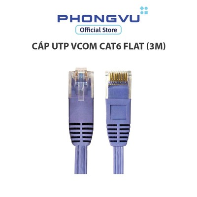 Cáp UTP Vcom Cat6 flat (3m) - Bảo hành 1 tháng