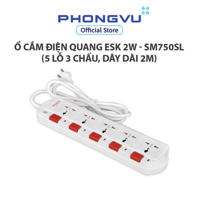 Ổ cắm Điện Quang ESK 2W - SM750SL (5 lỗ 3 chấu, dây dài 2m) - Bảo hành 12 tháng