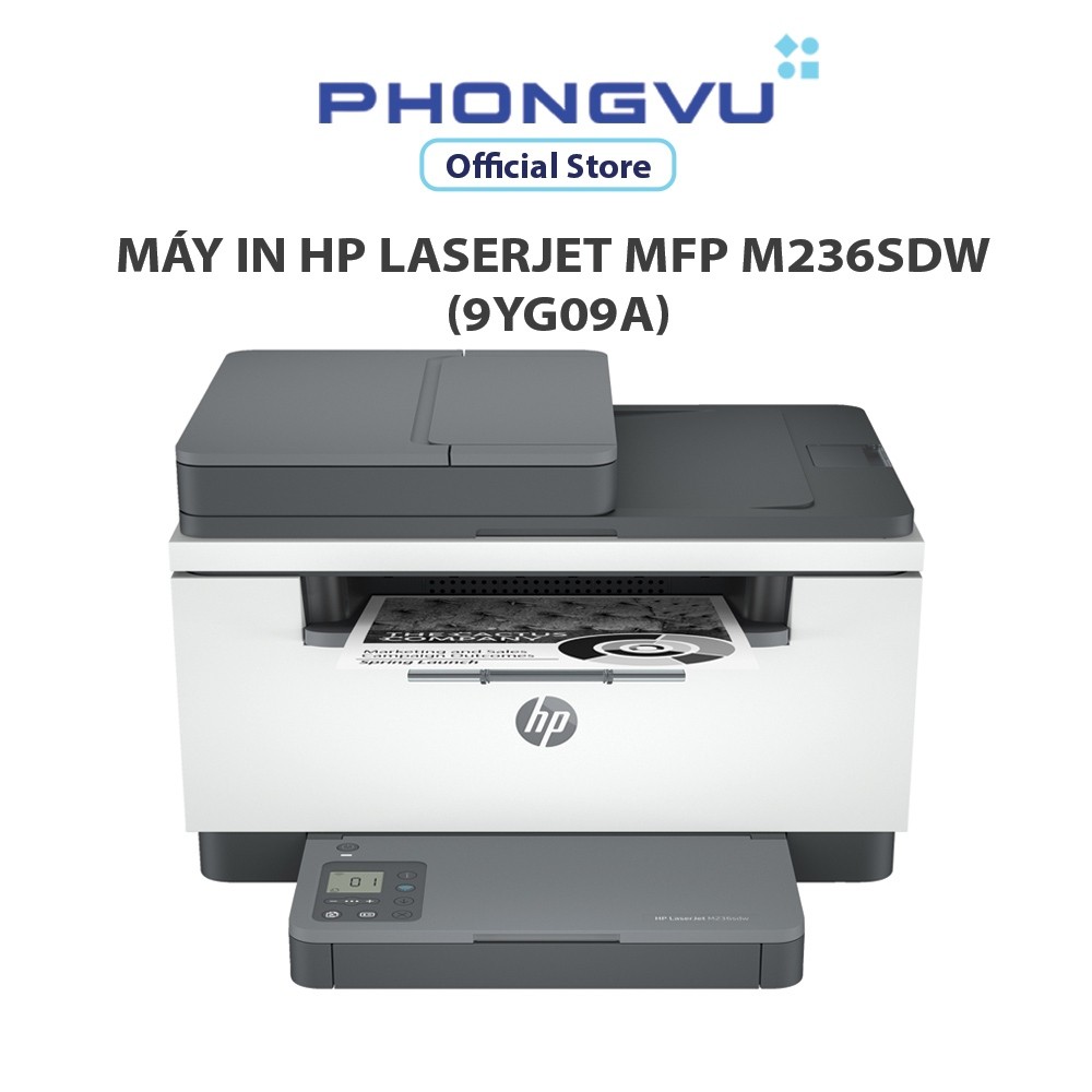 Máy In HP LaserJet MFP M236sdw (9YG09A) – In Đen Trắng, In 2 Mặt Tự Động, Kết Nối Wifi, Máy In Đa Nă