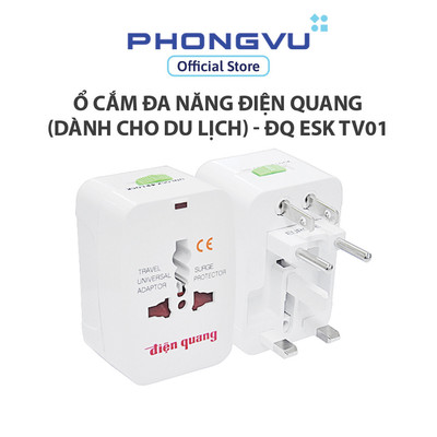 Ổ cắm đa năng Điện Quang ĐQ ESK TV01 - Nhựa ABS chịu nhiệt - Phích cắm D4.8mm - Bảo hành 12 tháng