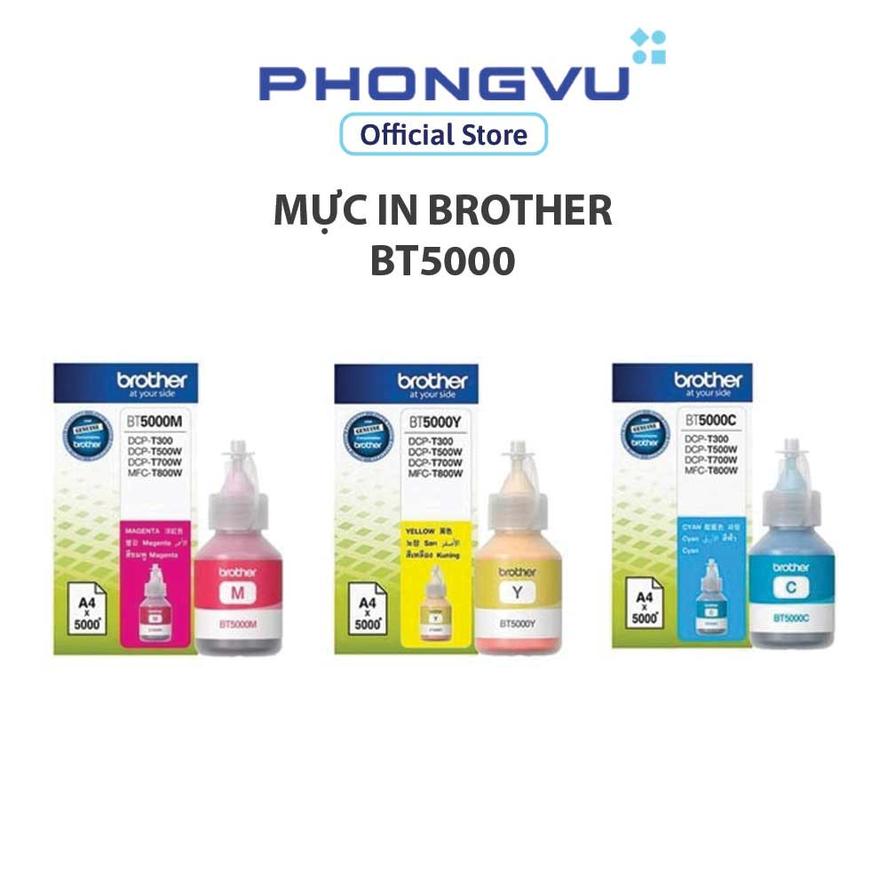 Mực in Brother BT5000 (C/M/Y) - Chính hãng - 5000 Trang - Dùng cho DCP-T310, T510W, T710W, T810W