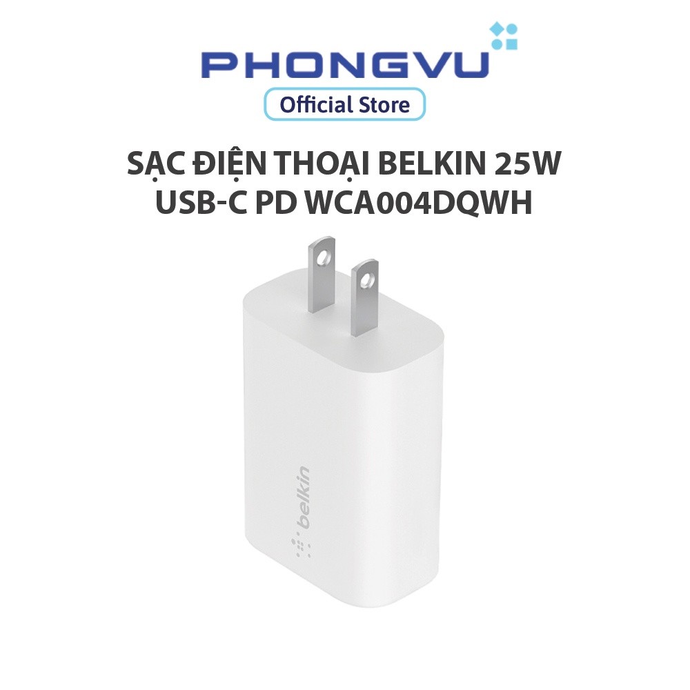 Sạc Điện Thoại Belkin 25W USB-C PD WCA004dqWH (Trắng) - Bảo hành 24 tháng