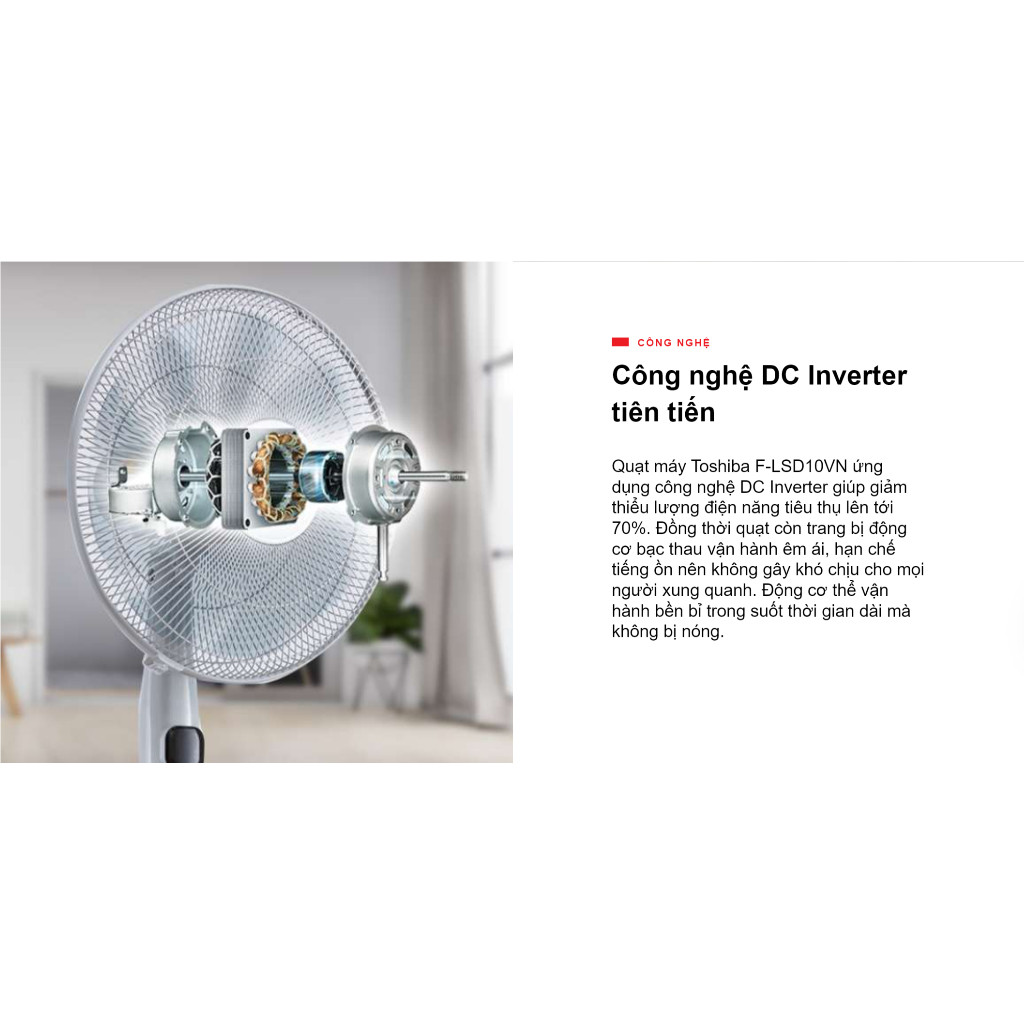 Quạt đứng Toshiba F-LSD10(W)VN Inverter (Trắng) - Động cơ DC 30W - 26 mức gió - Remote - Bảo hành 12 tháng | BigBuy360 - bigbuy360.vn