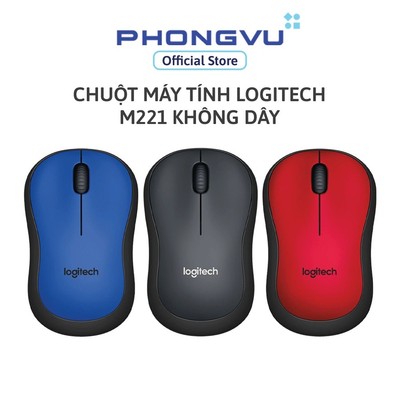 Chuột không dây Logitech M221 Silent - Giảm ồn 90% - Pin 18 tháng - Bảo hành 36 tháng