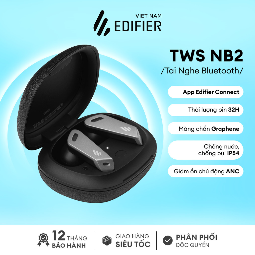 Tai nghe Bluetooth 5.0 EDIFIER TWS NB2 Âm thanh Stereo Chống nước IP54 Hàng chính hãng Bảo hành 15 Tháng 