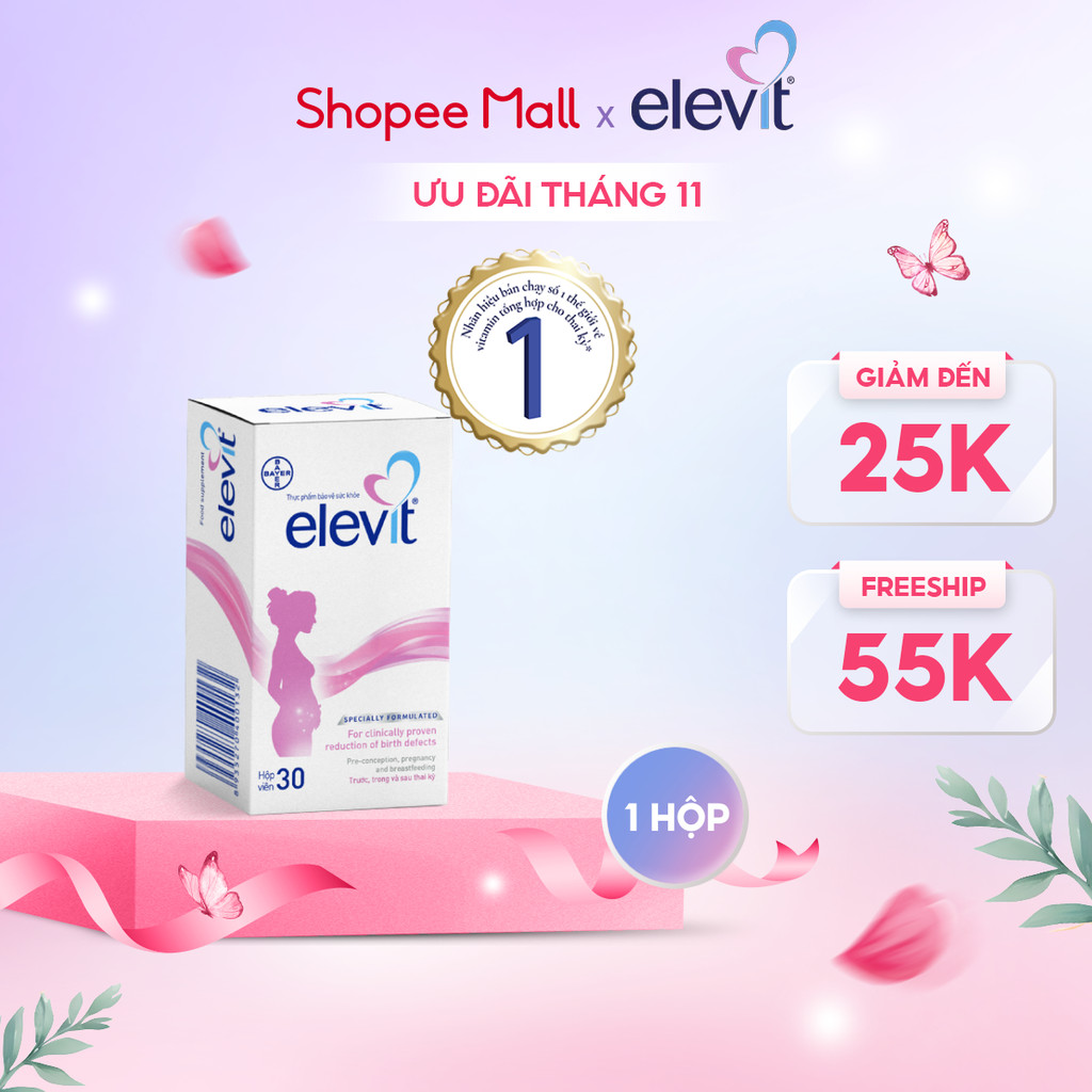 Vitamin Bầu Tổng Hợp ELEVIT Bổ Sung Vitamin và Khoáng Chất Cho Phụ Nữ Mang Thai và Sau Sinh Hộp 30 Viên