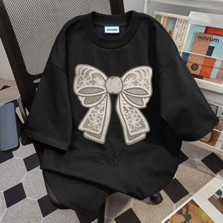 Áo Oversize in nơ ngọt ngào thông thường 100% Cotton dành cho nữ Unisex