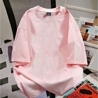 Áo thun ngắn tay 100% Cotton cá tính màu trơn nữ sinh viên Oversize Top