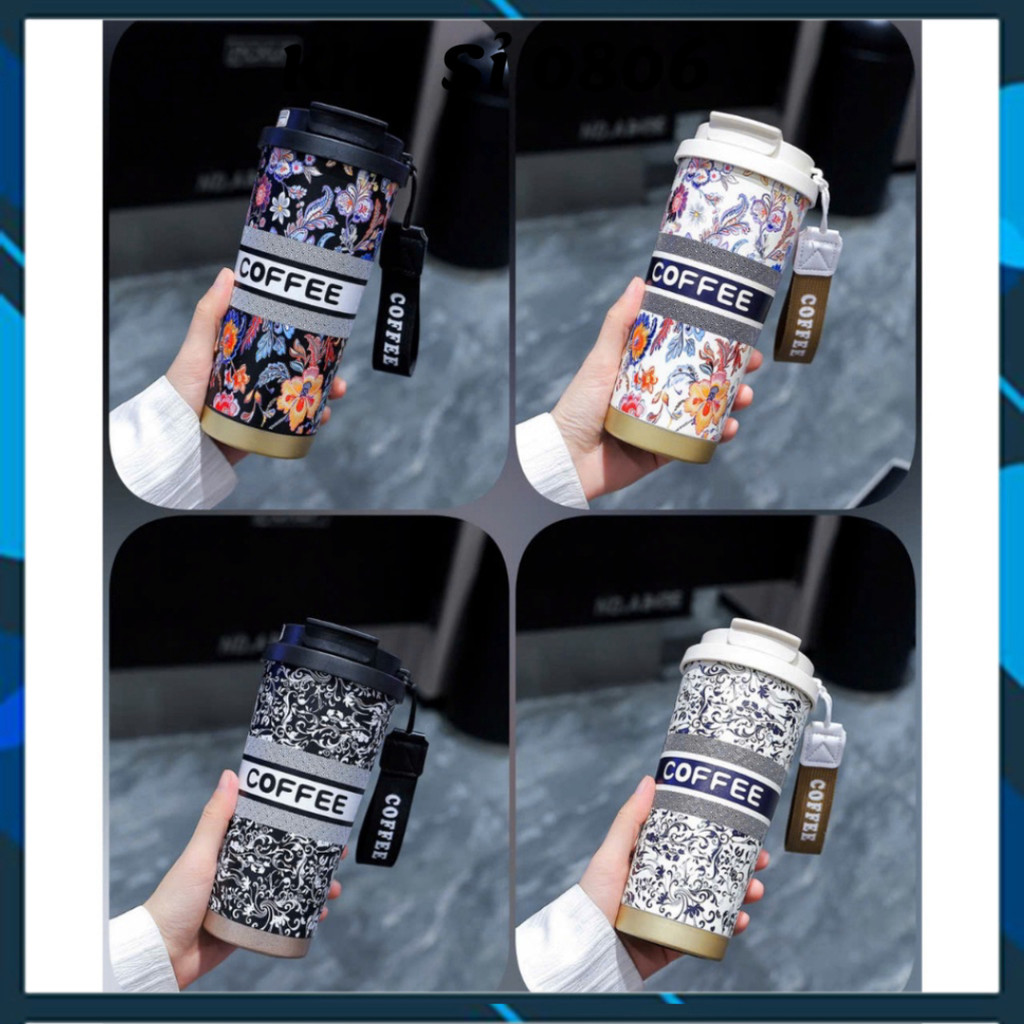 Cốc Giữ Nhiệt Hoa Lá, Chagee Dung Tích 530Ml chất liệu Inox Không Gỉ 316 - Ly giữ nhiệt tốt k tràn n