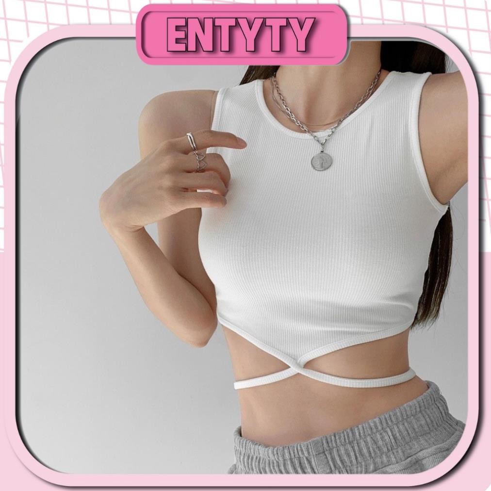 Áo BA LỖ DÂY BUỘC EO A3 - Áo ba lỗ nữ trơn quấn bụng croptop