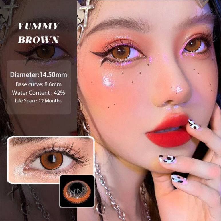 [HOT] [Giao ngay] Lens cosplay - Kính áp tròng Yummy màu xanh hồng hóa trang Zero Two m [MouMou Lens