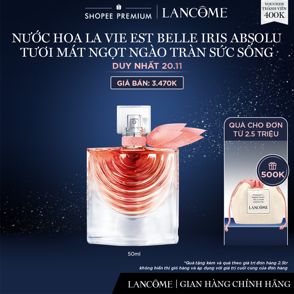 Nước Hoa Lancôme La Vie Est Belle Iris Absolu 50ml mới, tươi mát ngọt ngào tràn sức sống