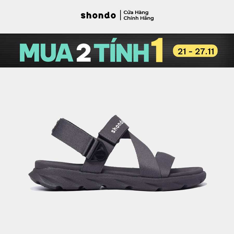Giày Sandal Nam Nữ SHONDO F6 Sport Quai Xoay Tiện Lợi Thời Trang, Êm Nhẹ Màu Xám Đậm F6X2222