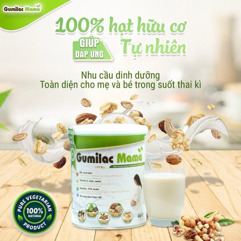 [Mua 3 tặng 1] Sữa hạt bầu Gumilac Mama lon 650g hỗ trợ dinh dưỡng toàn diện cho mẹ trong suốt thai kì