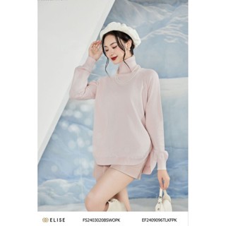 Áo len hồng cao cổ xẻ vạt thiết kế Elise EF2409096TLKFPK