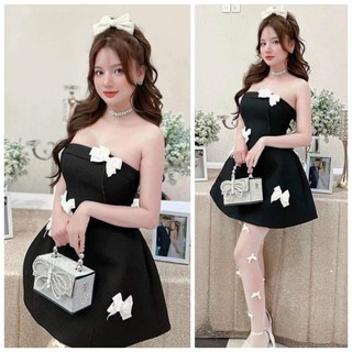 Đầm Xòe Đính Nơ Ngực Dễ Thương BY8618