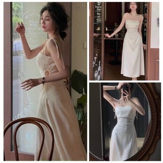 Đầm Xòe Nude 2 Dây Khoét Eo Cực Quyến Rũ BY8378