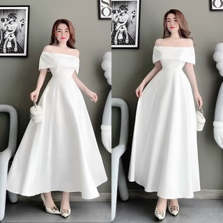 Đầm Váy Xòe Dài Trắng Cao Cấp Cúp Ngực Công Chúa Dự Tiệc BY7111