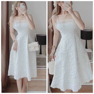 Đầm Gấm Hoa Nổi 2 S Xếp Ly Ngực Phối Voan BY8391