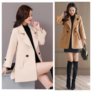 Áo Khoác Dạ Phom Dài Phối Nút Cổ Vest Cực Sang BY4568