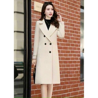 Áo Khoác Dạ Phom Dài Cổ V Phối Nút BY4493