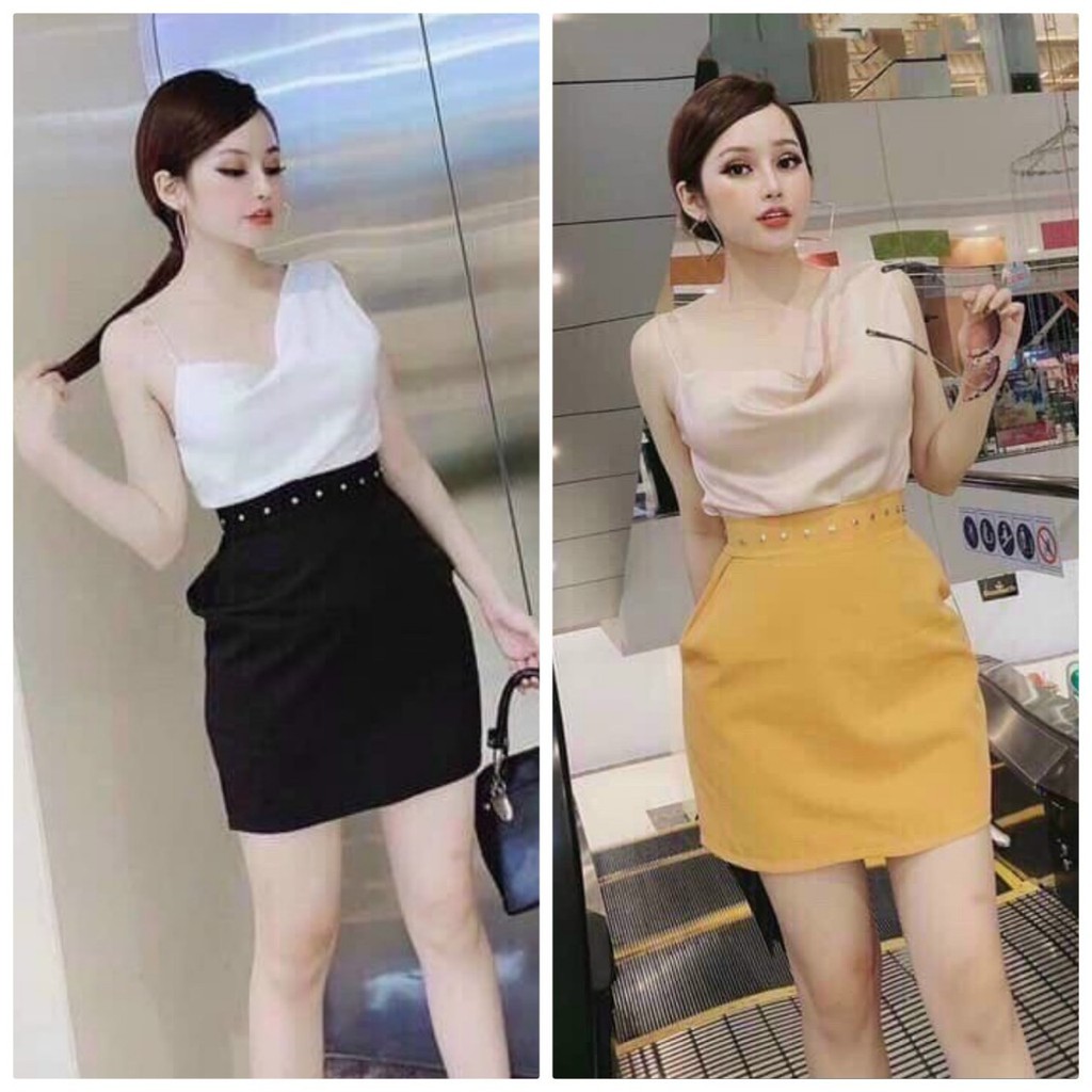 SÉT ÁO CỔ ĐỔ KÈM CHÂN VÁY KẾT CƯỜM - BY7038