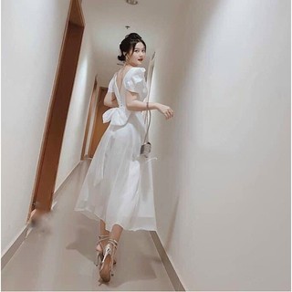Đầm Xòe Dự Tiếc Nơ Eo Cực Sang BY8283
