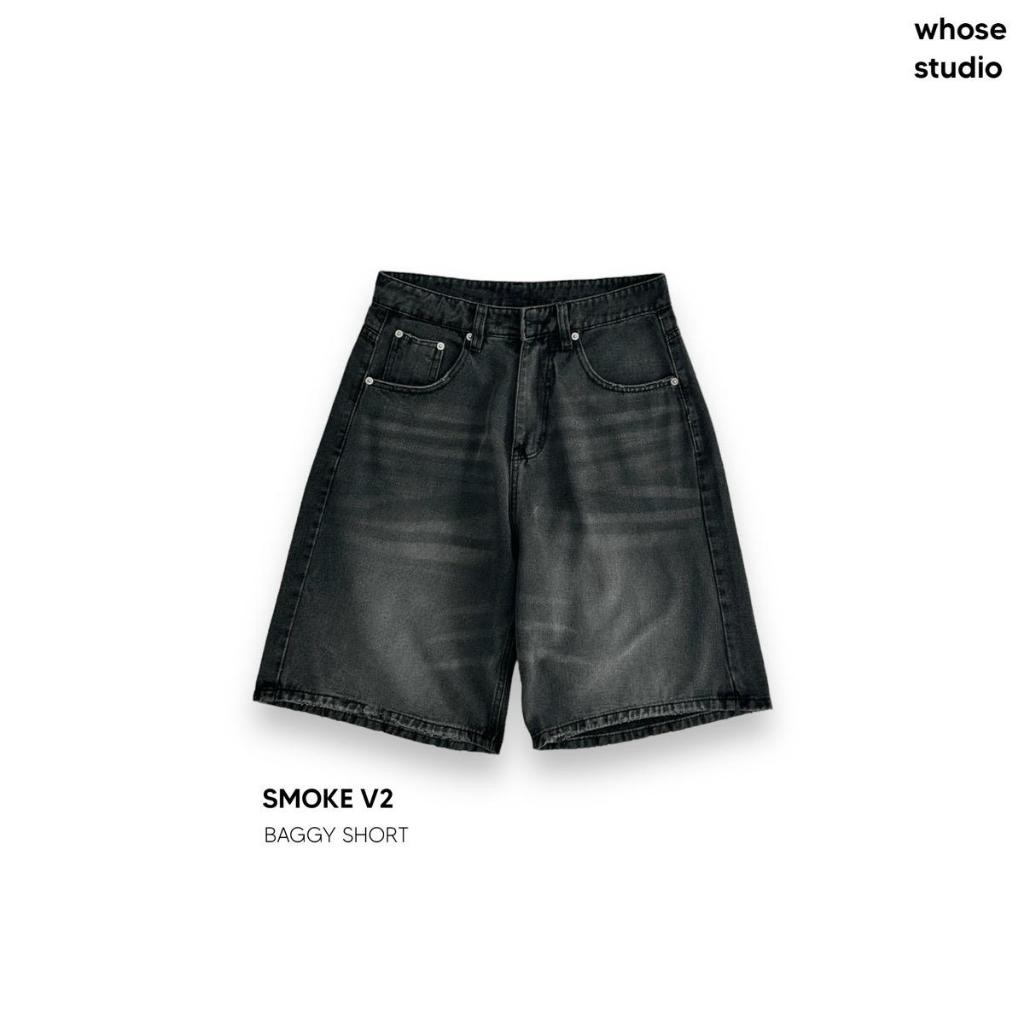 SMOKE V2 BAGGY SHORT - Quần short qua gối đen 1302