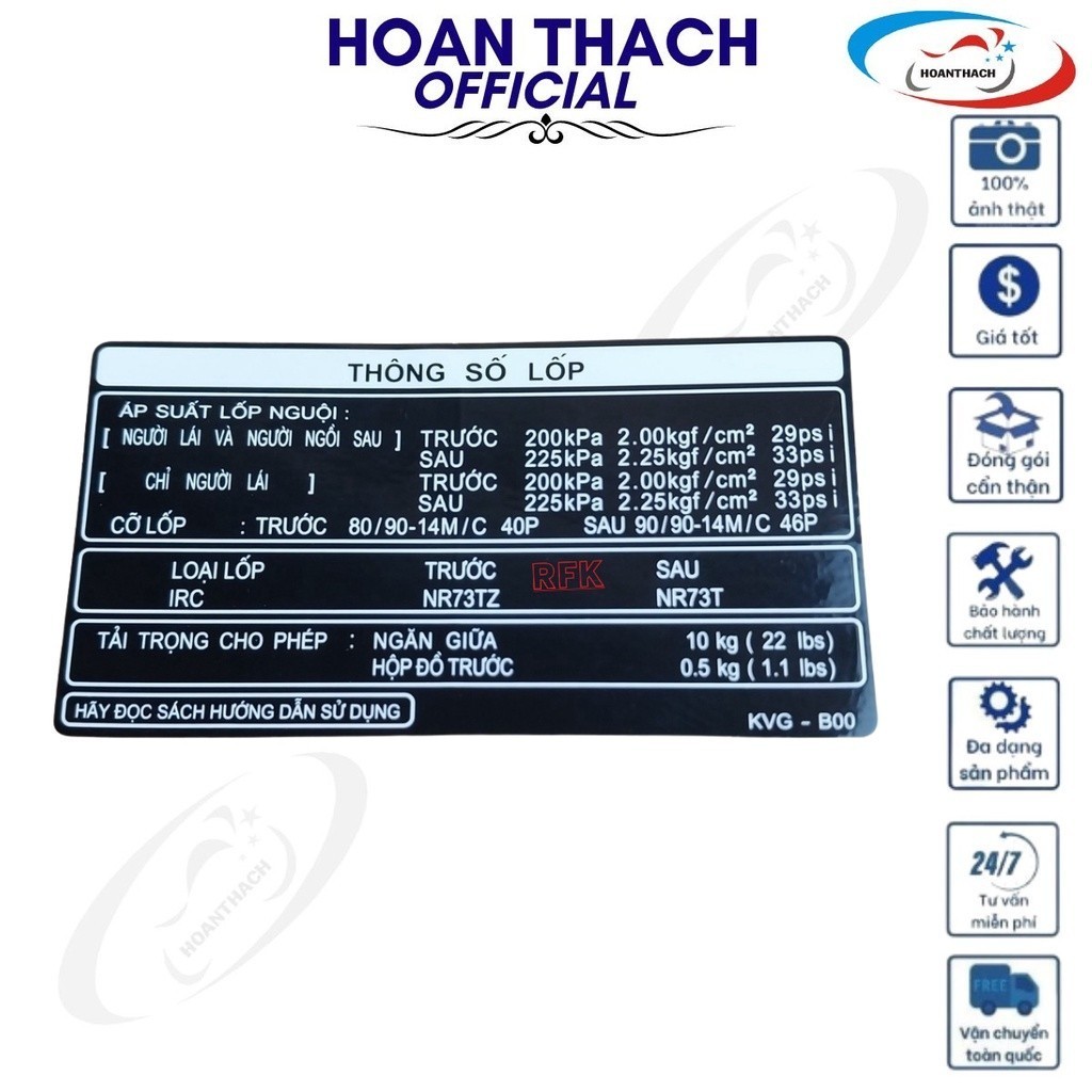 Tem Hướng Dẫn Lốp cho xe máy Air Blade 110 / Air Blade 110 Fi 87505KVGB00 trumsidothien