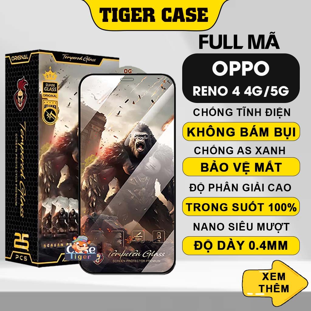 Kính cường lực Oppo Reno4 /  Reno4 Pro / Reno 4 chiến binh Warrior bảo vệ toàn màn hình, trong suốt