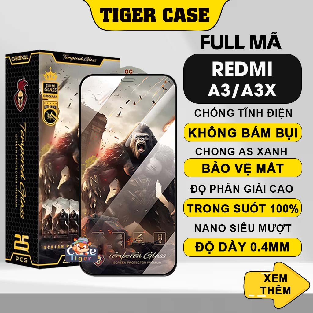 Kính cường lực Redmi A3 / A3x chiến binh Warrior bảo vệ toàn màn hình, trong suốt