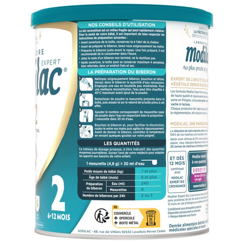 Sữa Modilac Riz Số 1,2,3 Lon 800g sữa bột công thức giúp bé dị ứngng đạm bò và bất dung nạp đường lactose Date 2025