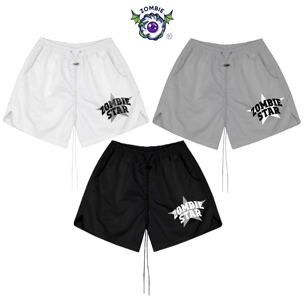 Quần Short Dù STAR, Zombie.club ,Unisex, form trên gối, dây dài