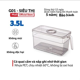 Hộp nhựa đựng thực phẩm có quai cầm 3.5L G01 để tủ lạnh có quai cầm nắp hẹn giờ thông minh