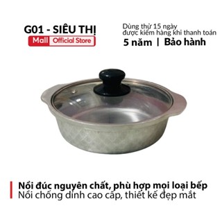 Nồi Nhôm Trắng Nguyên Chất 18 cm ,Dễ Dàng Vệ Sinh, An Toàn Sức Khỏe