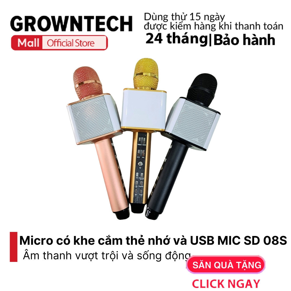 Micro Karaoke Bluetooth GrownTech SD-08S Loa To Bass Chuẩn