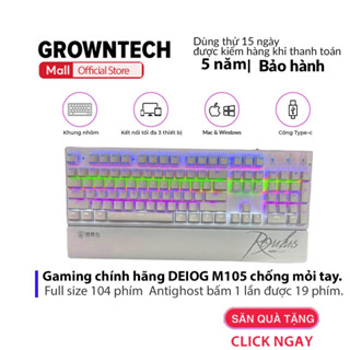 Bàn phím cơ led có dây gaming chính hãng DEIOG M105 kèm giá kê tay led 8 hiệu ứng không ồn