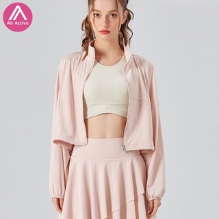 Áo Khoác Crop Top Thể Thao Chống Nắng Có Khóa Kéo Điều Chỉnh Được