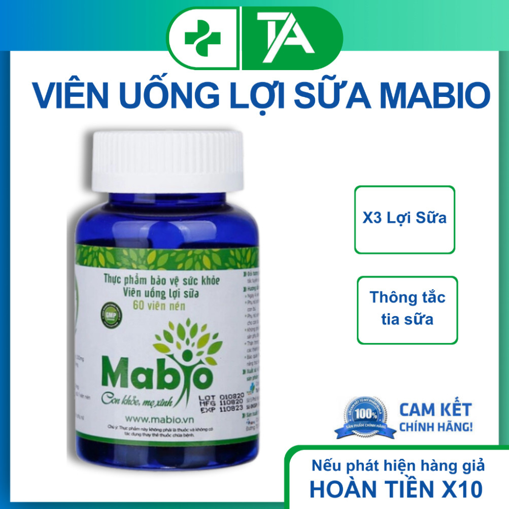 Mabio Lợi Sữa Chính Hãng - Viên Uống Hỗ Trợ Tăng Cường Sữa Mẹ Sau Sinh (60 Viên)