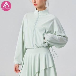 Áo Khoác Crop Top Thể Thao Chống Nắng Có Khóa Kéo Điều Chỉnh Được