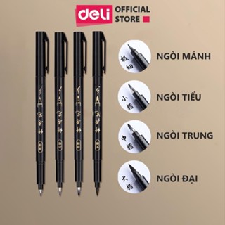 Bút viết thư pháp chữ Hán Calligraphy Deli - brush pen nhiều kích cỡ ngòi, có thể đổ thêm mực-75515