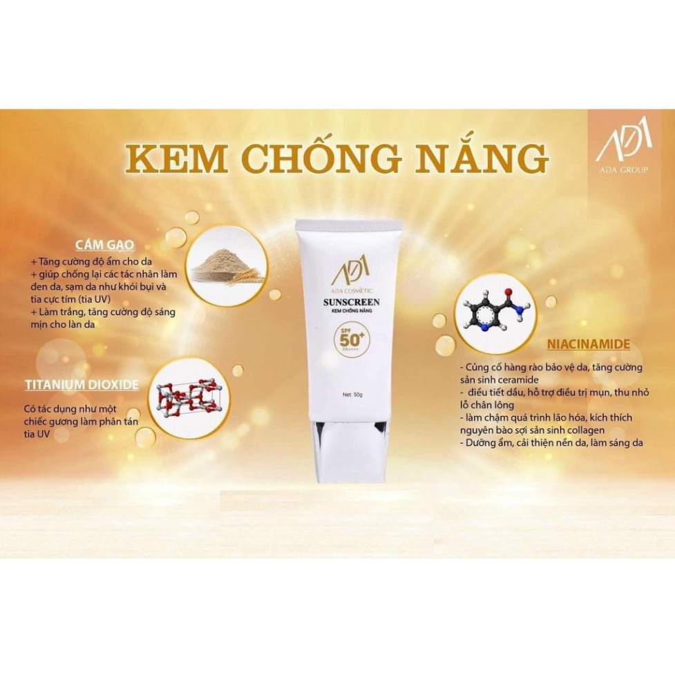 Kem Chống Nắng ADA GROUP Giúp Bảo Vệ Da Khỏi Các Tác Hại Tia UV (50g)