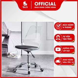 Ghế xoay văn phòng trong suốt , Decor không gian siêu chill,nâng hạ  chân thép mạ, lưng nhựa trong chắc chắn