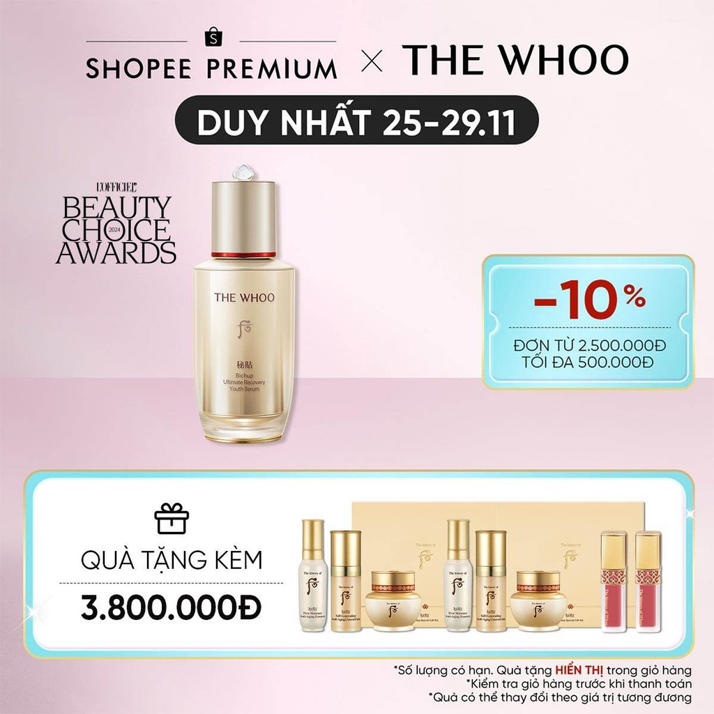 Tinh Chất Tự Sinh Chống Lão Hóa Thế Hệ Thứ 4 The Whoo Bichup Ultimate Recovery Youth Serum 50Ml