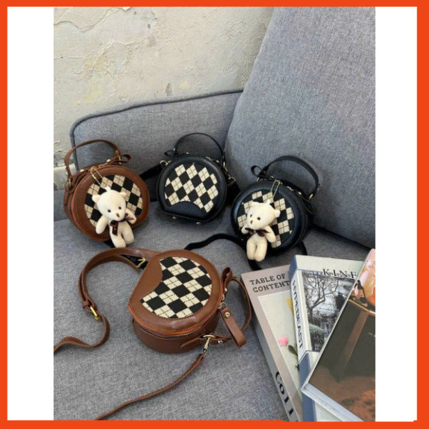 Túi trống xách tay hoạ tiết hình trám xinh xắn cho nữ đi trẻ trung năng động_AN29 (Vip) genze