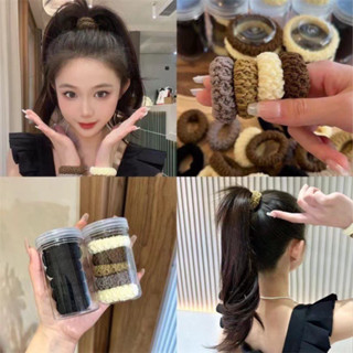 Hộp 6 Dây Buộc Tóc Màu Trơn Cho NữFREESHIPSét 6 chun cột tóc bằng vải nhiều màu sắc kèm ống đựng trong suốt